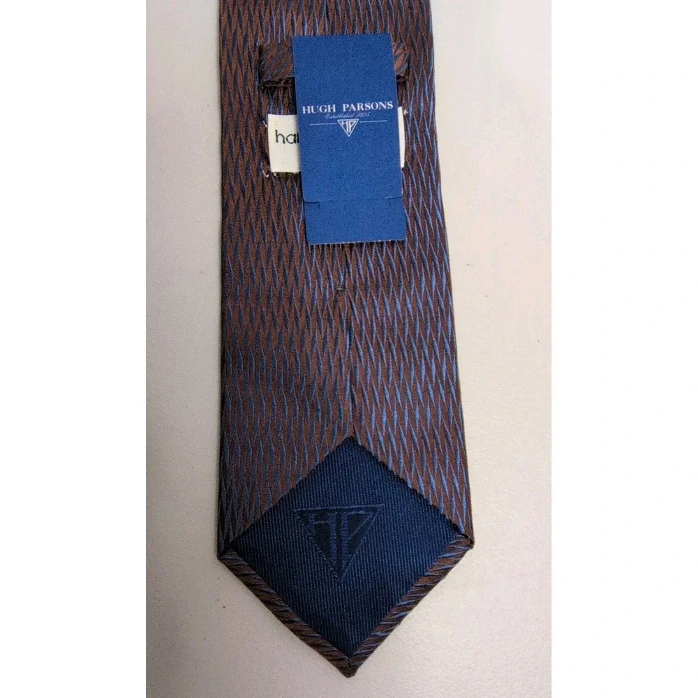 Hugh Parsons Men's Necktie 100% Silk Woven Geometric‎ Made In Italy NWT